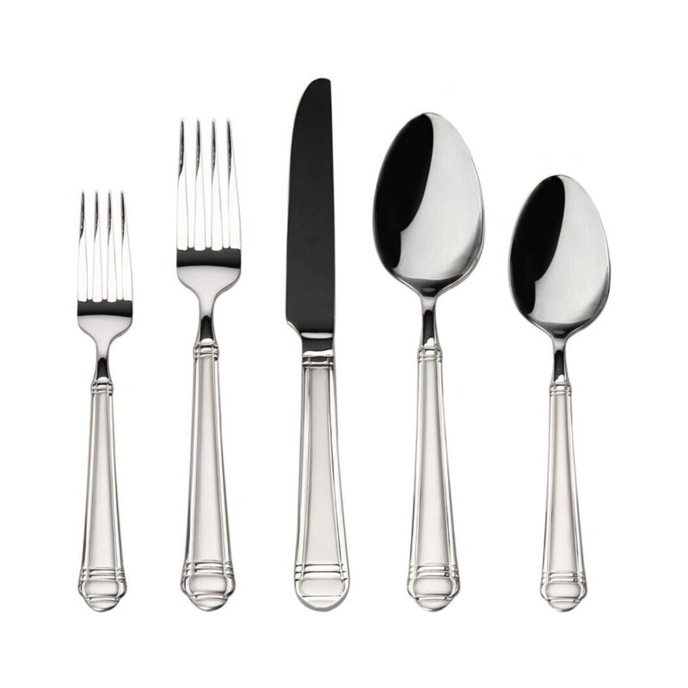 Godinger Crete Sandblasted Mirrored 18/0 Stainless Steel 20Pc Flatware Set,